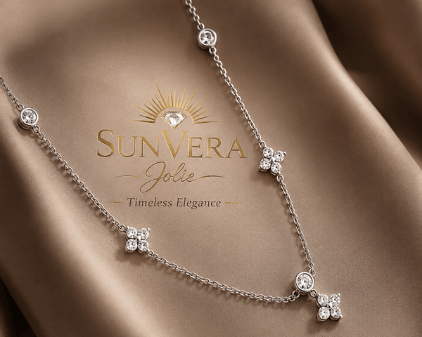 SunVera Jolie Eternal Clover Moissanite Necklace - Luxury Moissanite Necklace - Sunvera Jolie