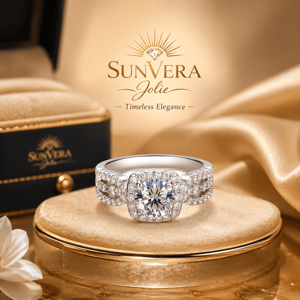SunVera Jolie Eternal Halo Moissanite Ring - Luxury Moissanite Ring - Sunvera Jolie