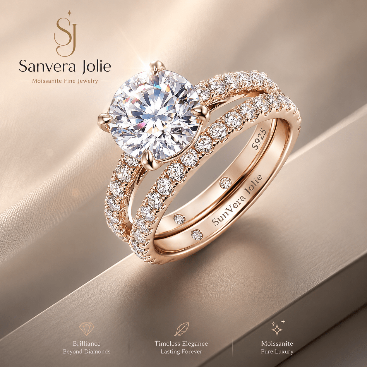 SunVera Jolie – Eternal Shine Moissanite Ring | Timeless Elegance - Jewelry - Sunvera Jolie